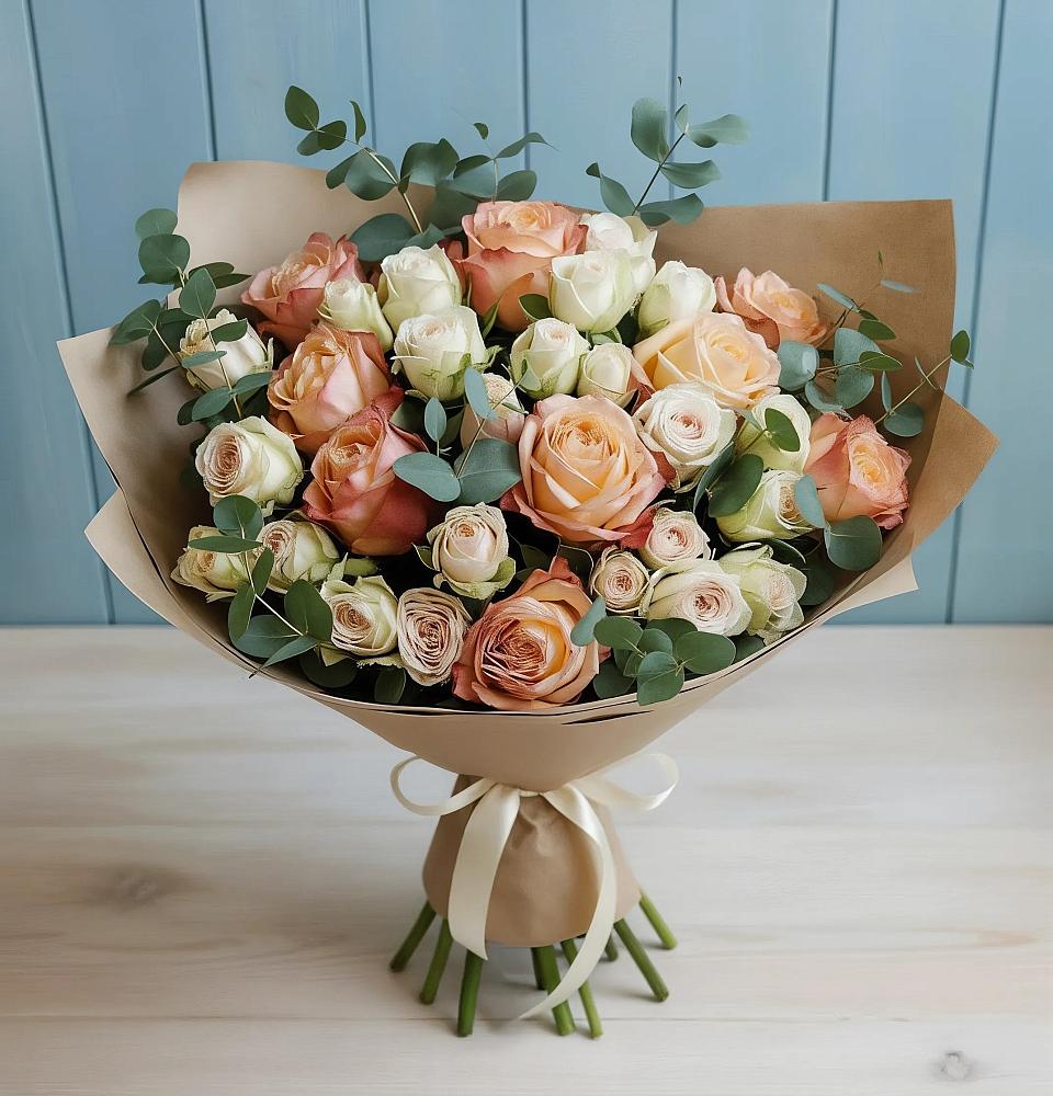 Букет цветов из: Альстромерии и Розы в Ишне