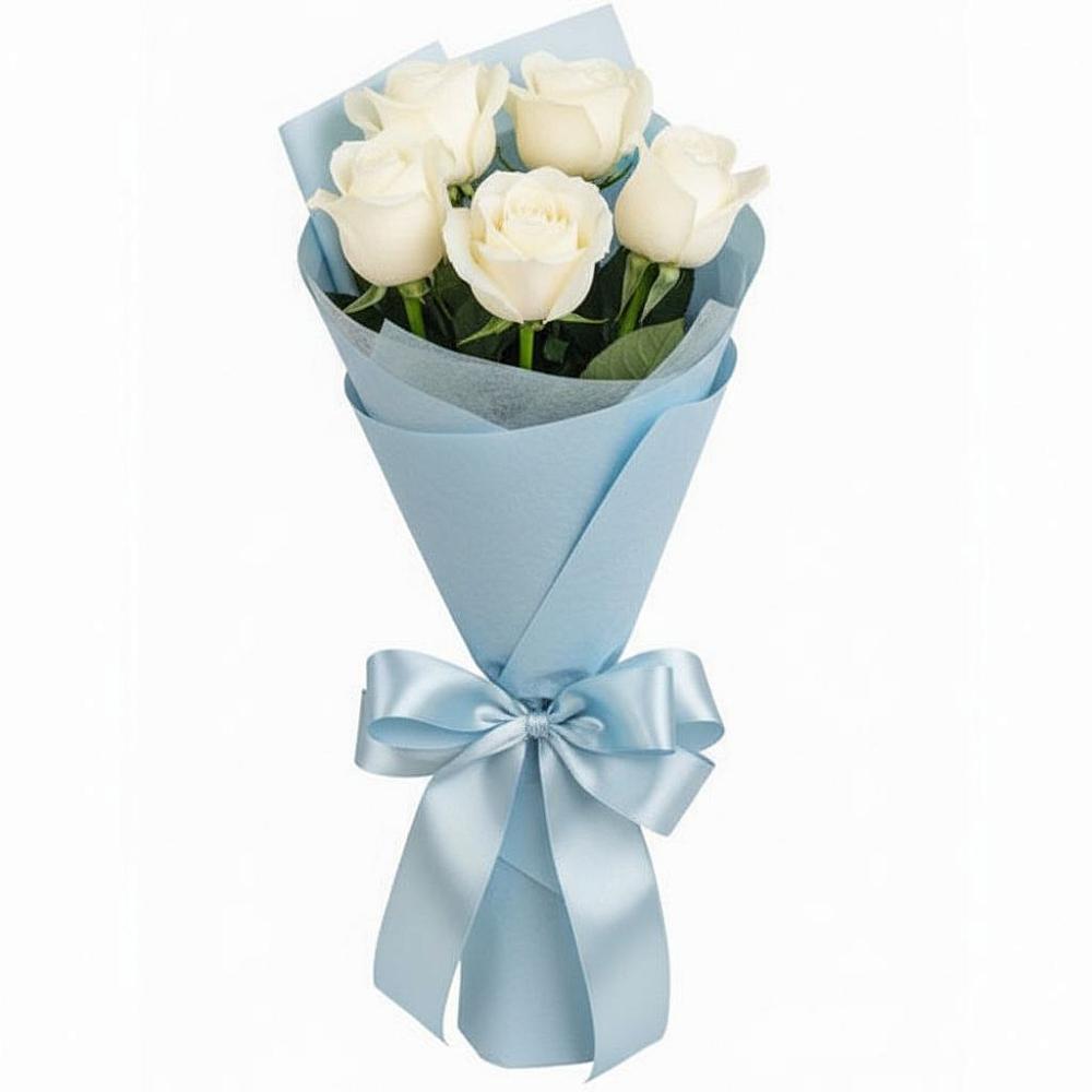 Букет 5 Белых роз Проуд в Ишне