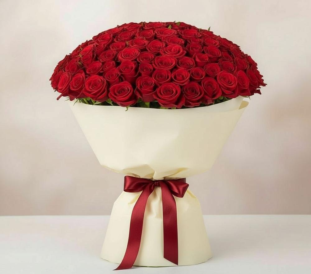 Букет 101 Красная роза Милано в Ишне
