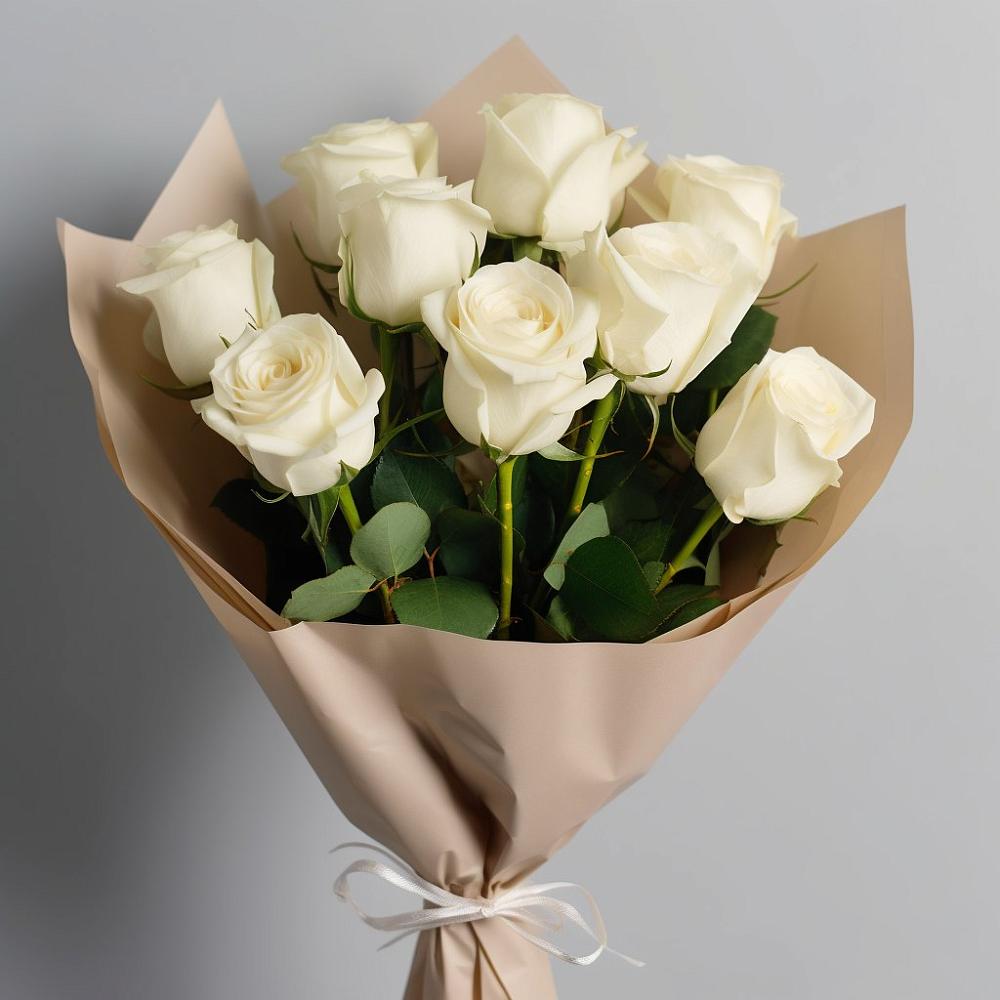 Букет 9 Белых роз Эдлесс Лав в Ишне