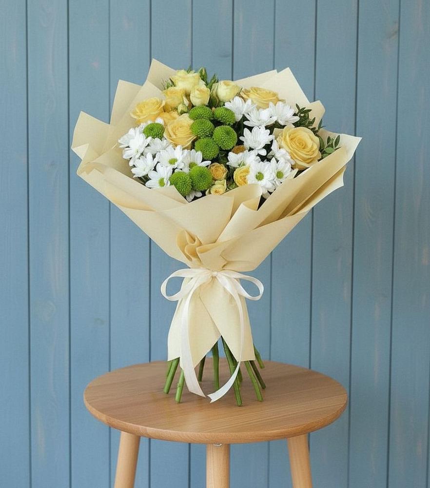 Букет цветов из: Хризантемы и Розы в Ишне