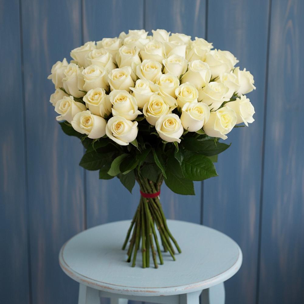 Букет 51 Белая роза Эдлесс Лав в Ишне