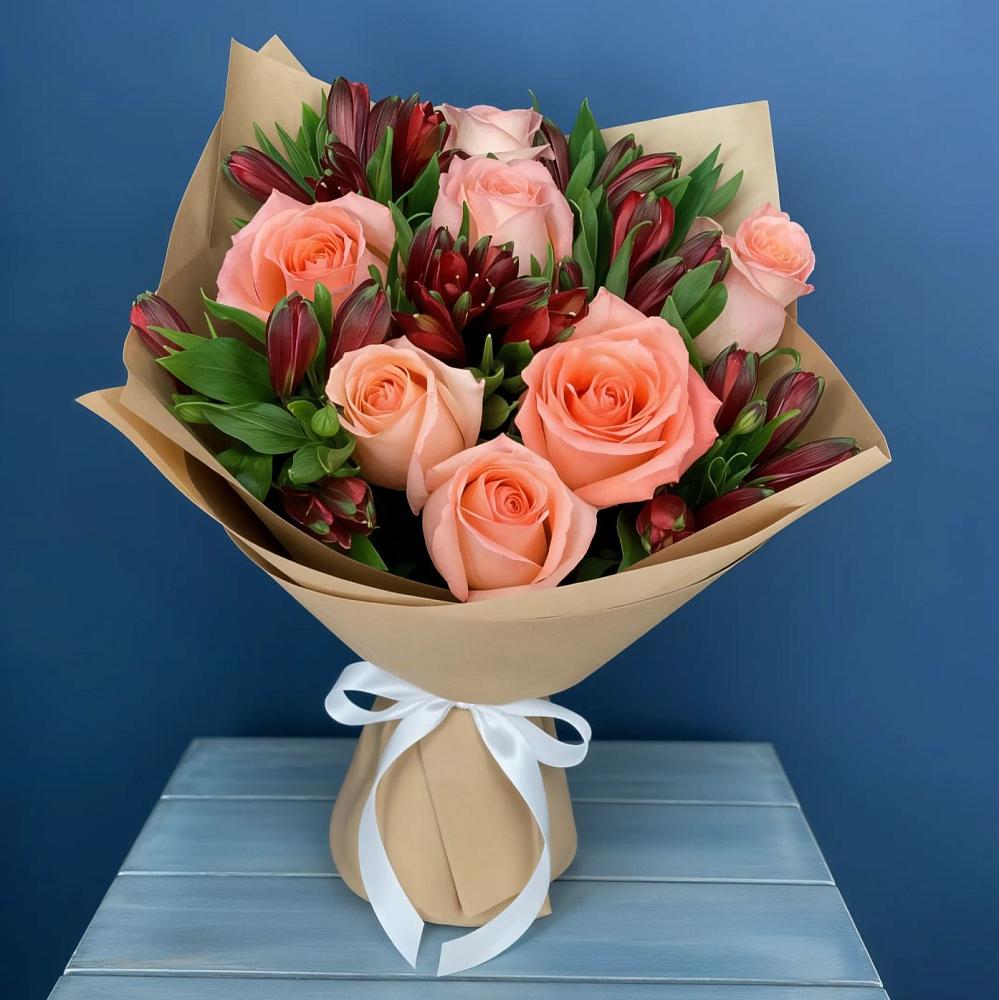 Букет цветов из: Розы и Альстромерии в Ишне