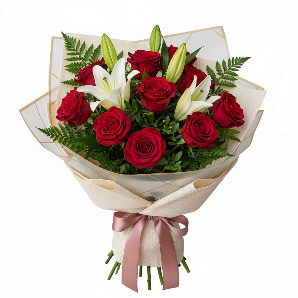 Букет цветов из: Лилии и Розы в Ишне