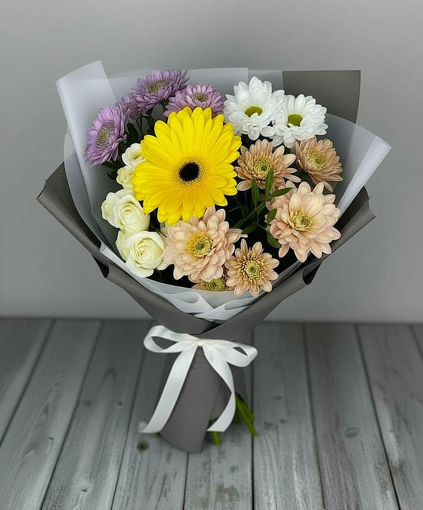 Букет цветов из: Розы, Герберы и Хризантемы в Ишне