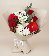 Букет цветов из:  Розы, Хризантемы, Герберы и Лилии #REPLACE_PRED# Ишне