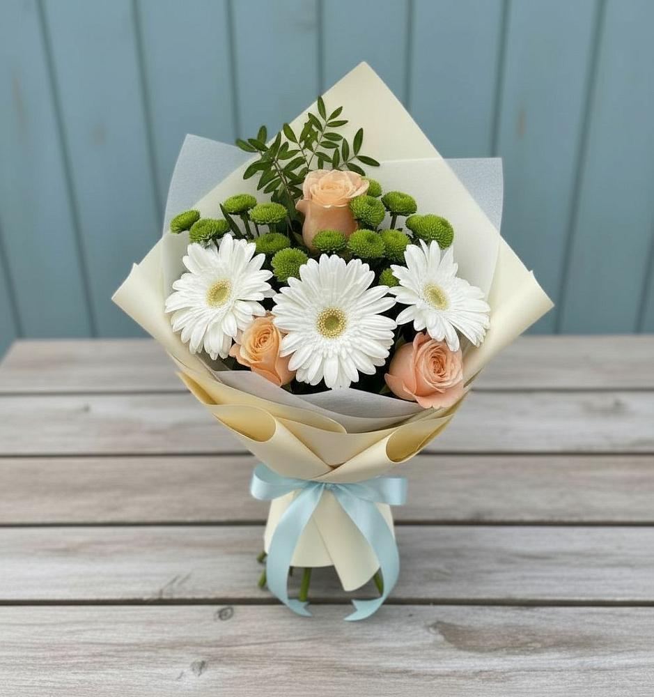 Букет цветов из: Герберы, Розы и Хризантемы в Ишне