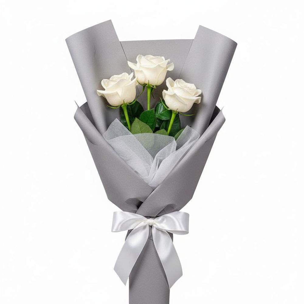 Букет 3 белые розы в Ишне