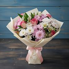 Букет цветов из:  Хризантемы, Альстромерии и Розы в Ишне