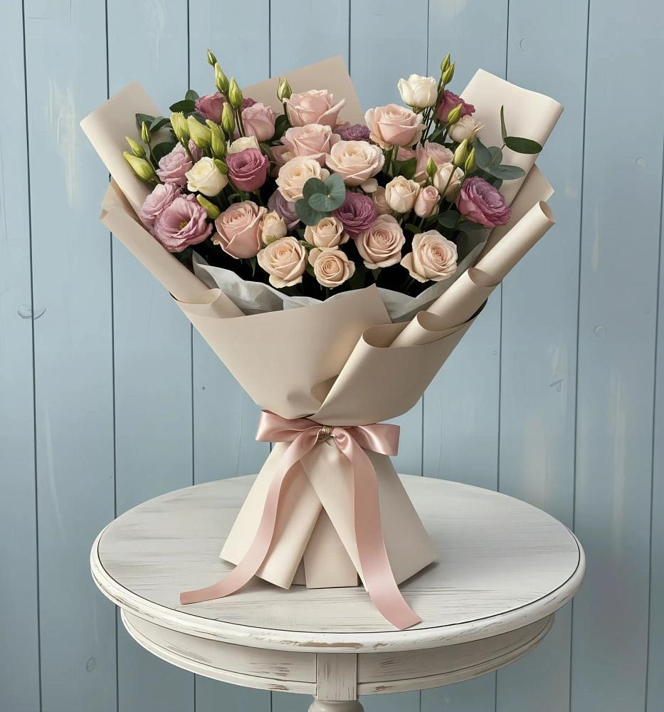 Букет цветов из: Розы и Лизиантусы в Ишне