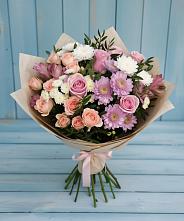 Букет цветов из:  Хризантемы, Розы и Альстромерии в Ишне